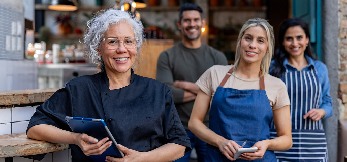 Photos of business and their employees